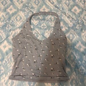 Open back halter top with bra lining